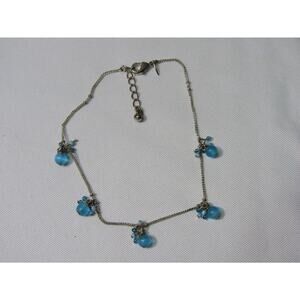 Avon Silver Tone Blue Bead Chain Bracelet 9" Boho VTG Cottagecore Y2K Anklet‎
